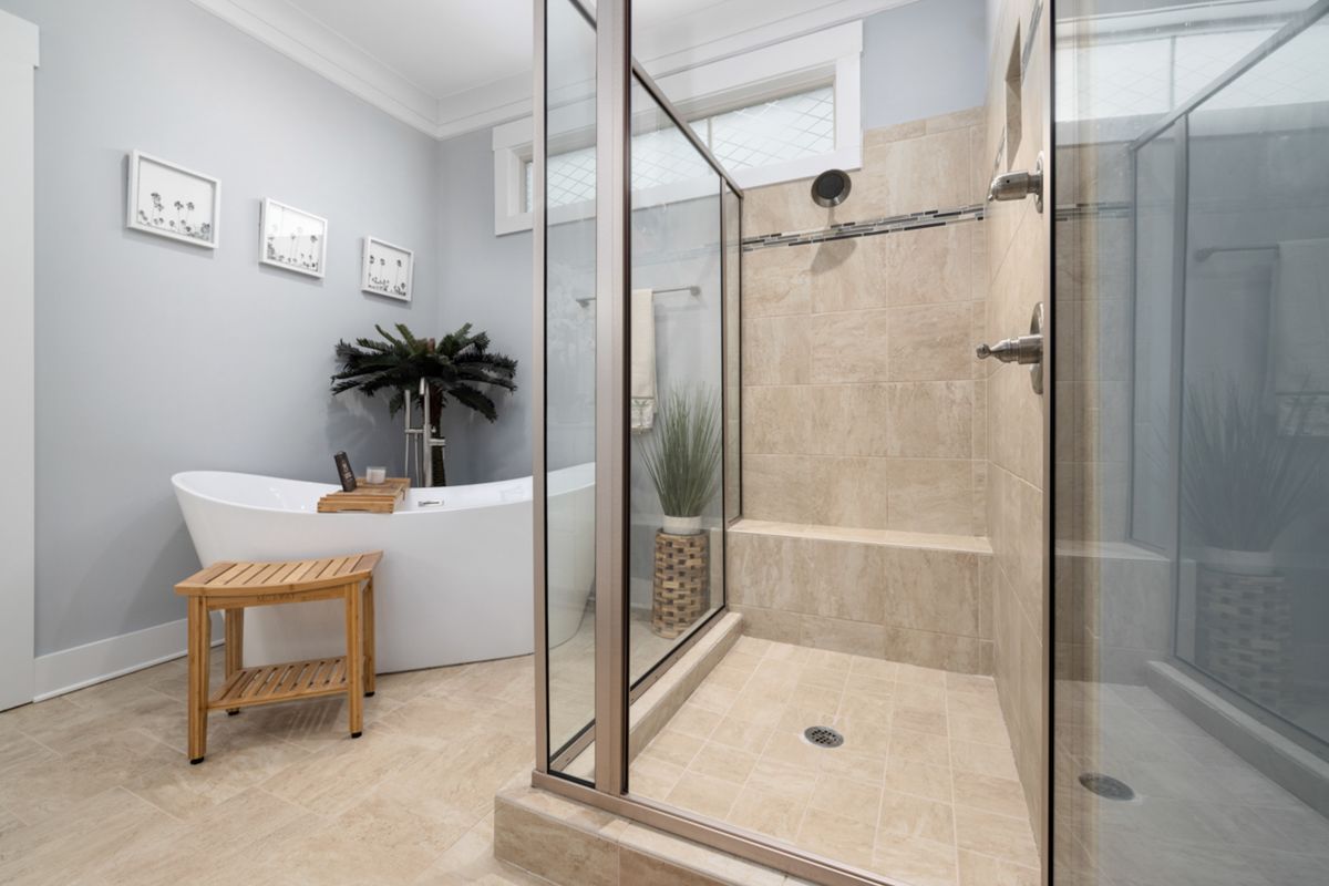 Custom shower door installation